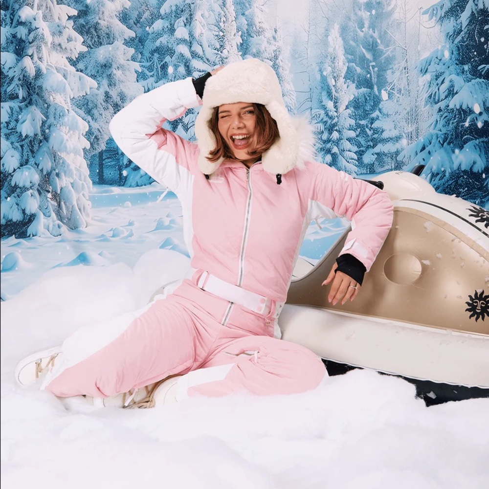 Tipsy elves powder pink snow suit!